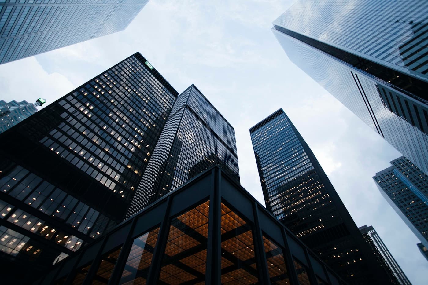 Modern architecture viewed from below
